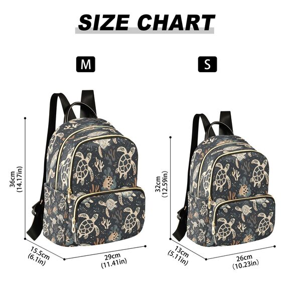 6026 Sea Turtle Coral Reef Black Backpack Purse Fashion Shoulder Bag main image 5